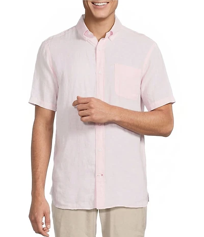 Cremieux Blue Label French Linen Solid Short Sleeve Woven Shirt