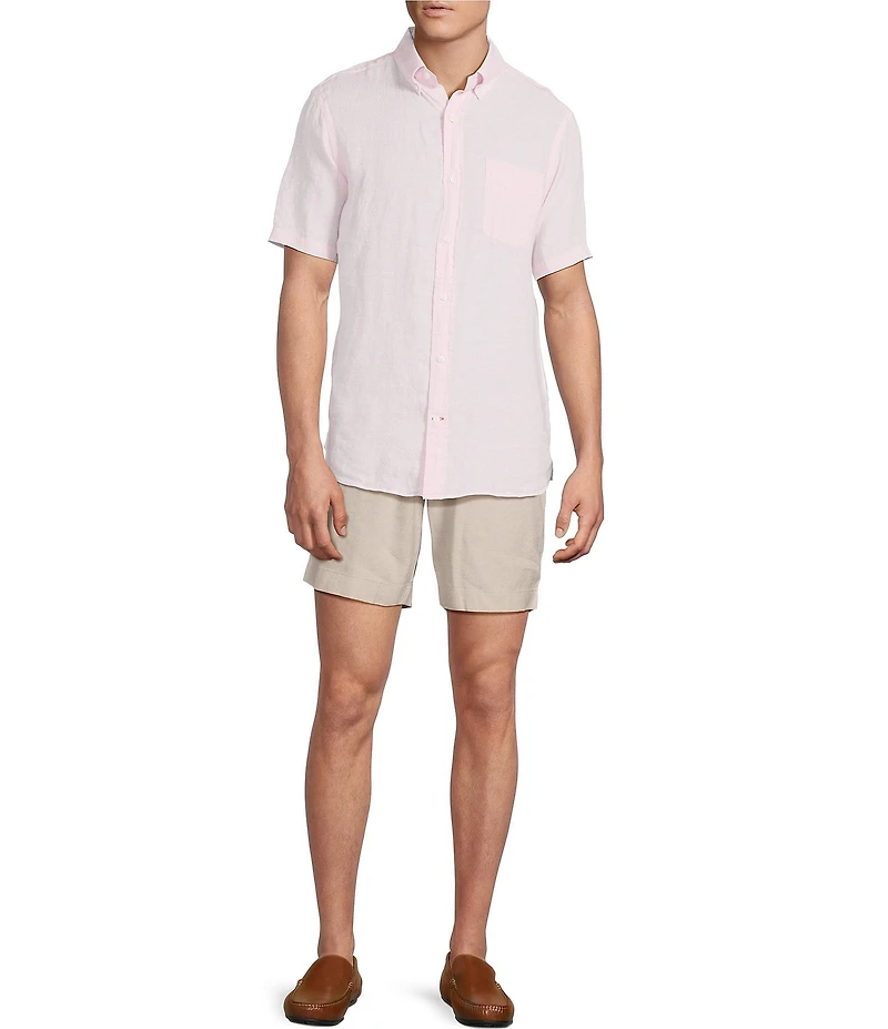 Cremieux Blue Label French Linen Solid Short Sleeve Woven Shirt