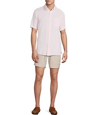 Cremieux Blue Label French Linen Solid Short Sleeve Woven Shirt