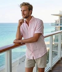 Cremieux Blue Label French Linen Solid Short Sleeve Woven Shirt