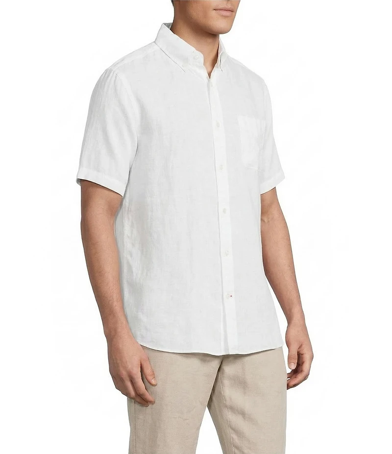 Cremieux Blue Label French Linen Solid Short Sleeve Woven Shirt