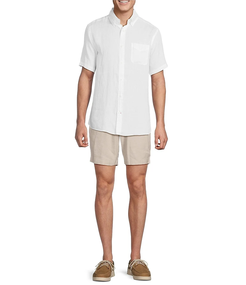 Cremieux Blue Label French Linen Solid Short Sleeve Woven Shirt