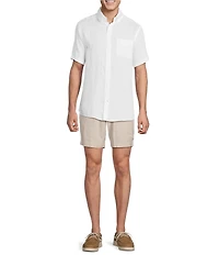 Cremieux Blue Label French Linen Solid Short Sleeve Woven Shirt