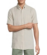 Cremieux Blue Label French Linen Solid Short Sleeve Woven Shirt