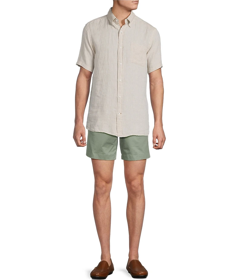 Cremieux Blue Label French Linen Solid Short Sleeve Woven Shirt