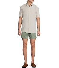 Cremieux Blue Label French Linen Solid Short Sleeve Woven Shirt