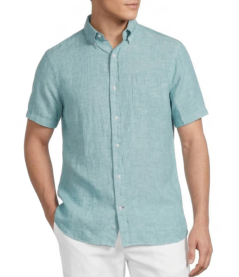 Cremieux Blue Label French Linen Solid Short Sleeve Woven Shirt
