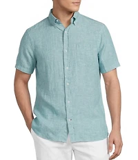 Cremieux Blue Label French Linen Solid Short Sleeve Woven Shirt