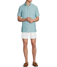 Cremieux Blue Label French Linen Solid Short Sleeve Woven Shirt