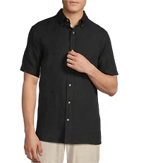 Cremieux Blue Label French Linen Solid Short Sleeve Woven Shirt