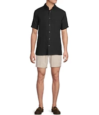 Cremieux Blue Label French Linen Solid Short Sleeve Woven Shirt