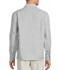 Cremieux Blue Label French Linen Stripe Long Sleeve Woven Shirt