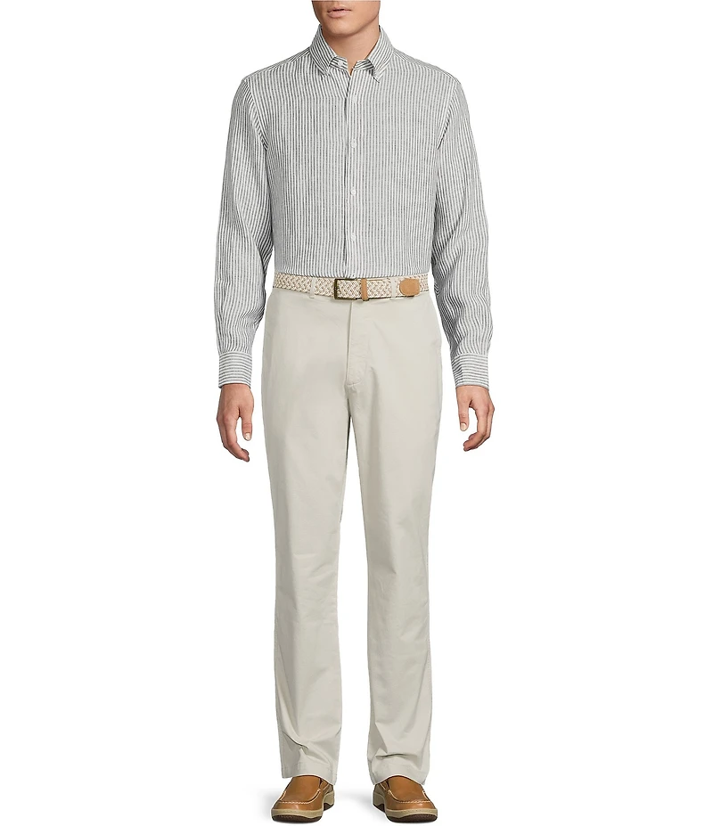 Cremieux Blue Label French Linen Stripe Long Sleeve Woven Shirt