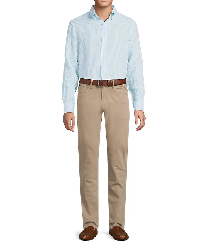 Cremieux Blue Label French Linen Stripe Long Sleeve Woven Shirt