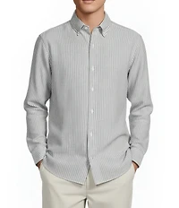 Cremieux Blue Label French Linen Stripe Long Sleeve Woven Shirt