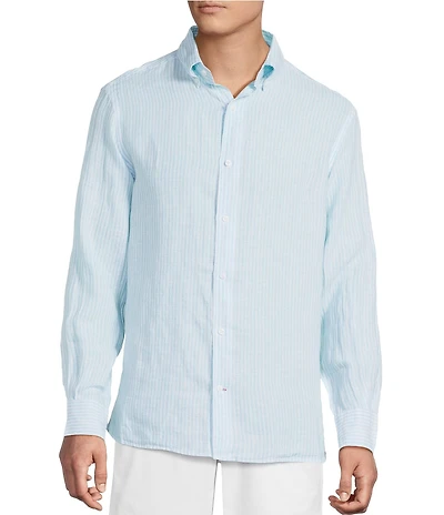 Cremieux Blue Label French Linen Stripe Long Sleeve Woven Shirt