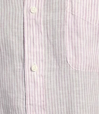Cremieux Blue Label French Linen Stripe Short Sleeve Woven Shirt