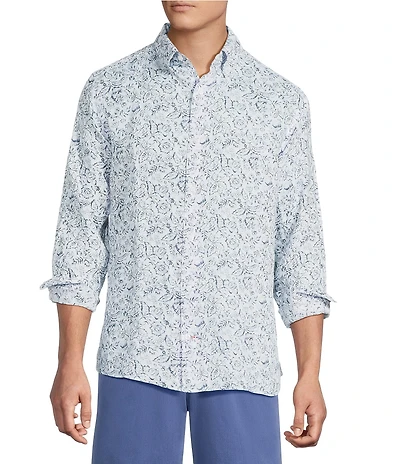 Cremieux Blue Label French Linen Floral Print Long Sleeve Woven Shirt