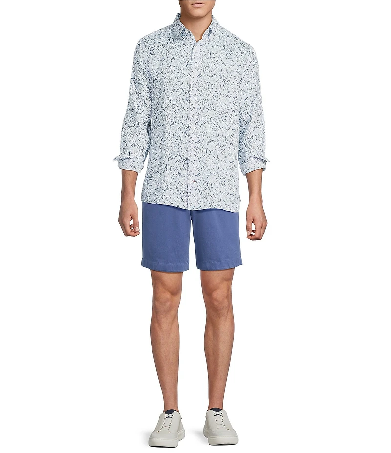 Cremieux Blue Label French Linen Floral Print Long Sleeve Woven Shirt