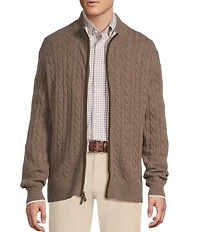 Cremieux Blue Label Full-Zip Cable Knit Cashmere Sweater