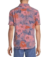 Cremieux Blue Label Garment Dyed Floral Printed Short Sleeve Woven Shirt