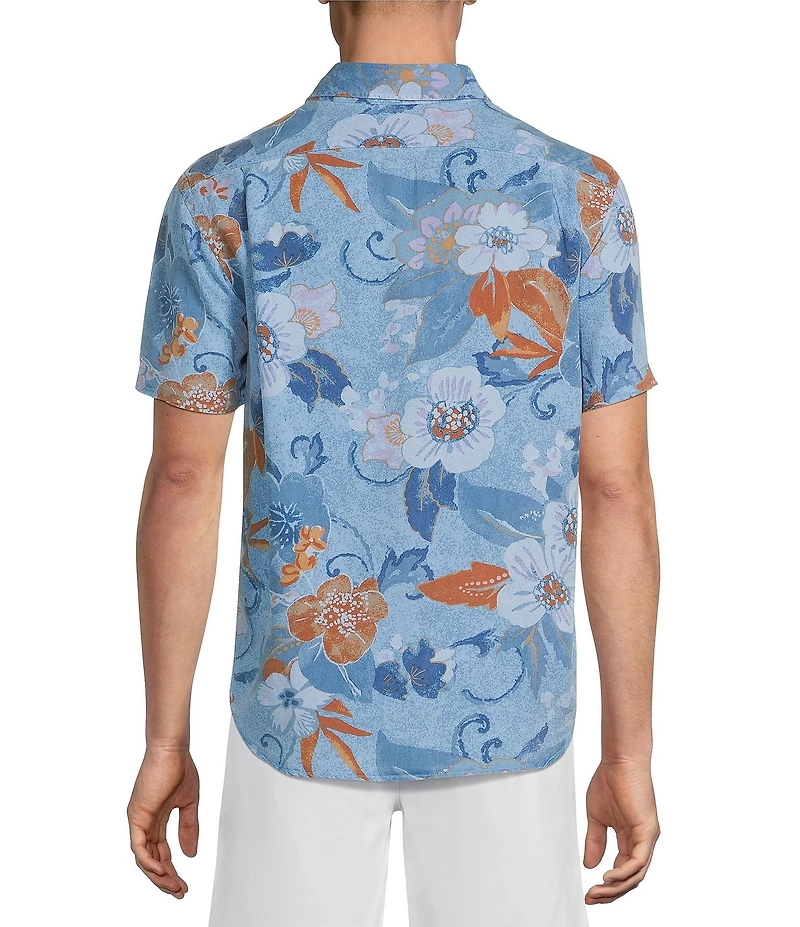 Cremieux Blue Label Garment Dyed Floral Printed Short Sleeve Woven Shirt