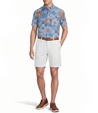 Cremieux Blue Label Garment Dyed Floral Printed Short Sleeve Woven Shirt