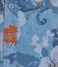 Cremieux Blue Label Garment Dyed Floral Printed Short Sleeve Woven Shirt