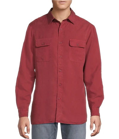 Cremieux Blue Label Garment Dyed Twill Long Sleeve Woven Shirt