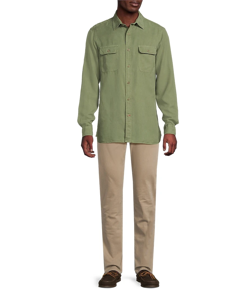 Cremieux Blue Label Garment Dyed Twill Long Sleeve Woven Shirt