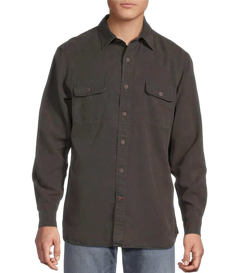 Cremieux Blue Label Garment Dyed Twill Long Sleeve Woven Shirt