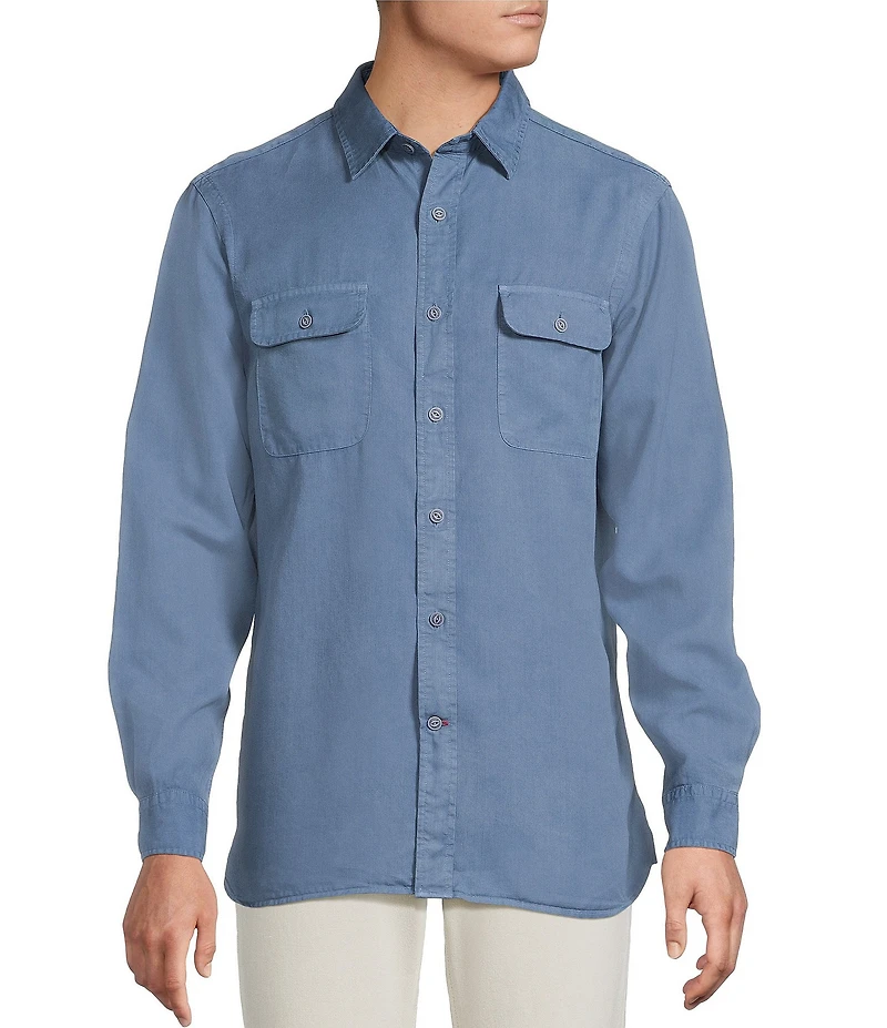 Cremieux Blue Label Garment Dyed Twill Long Sleeve Woven Shirt