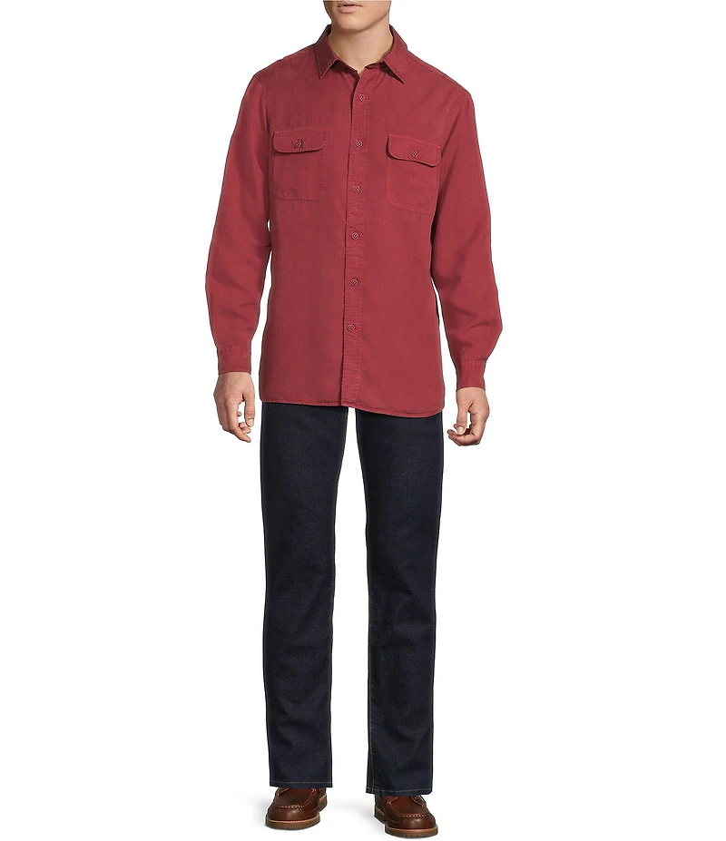 Cremieux Blue Label Garment Dyed Twill Long Sleeve Woven Shirt