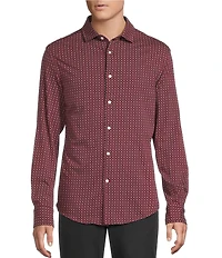 Cremieux Blue Label Geo Print Coat Front Knit Shirt