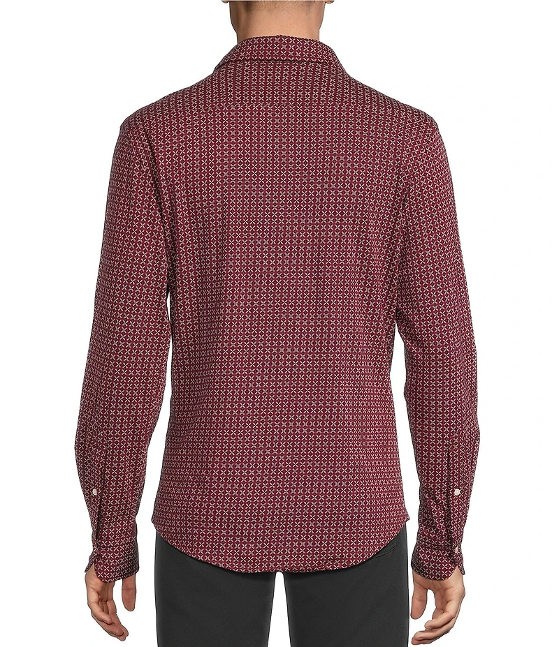 Cremieux Blue Label Geo Print Coat Front Knit Shirt