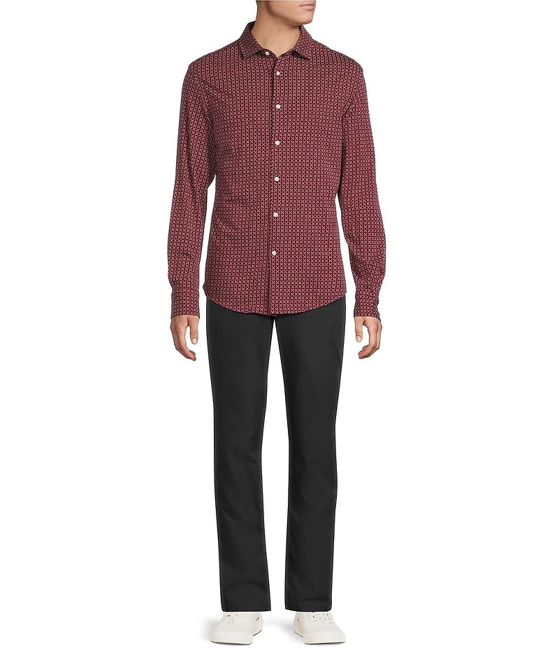 Cremieux Blue Label Geo Print Coat Front Knit Shirt