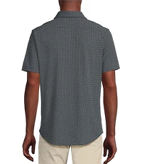 Cremieux Blue Label Geo Print Coat Front Knit Short Sleeve Shirt