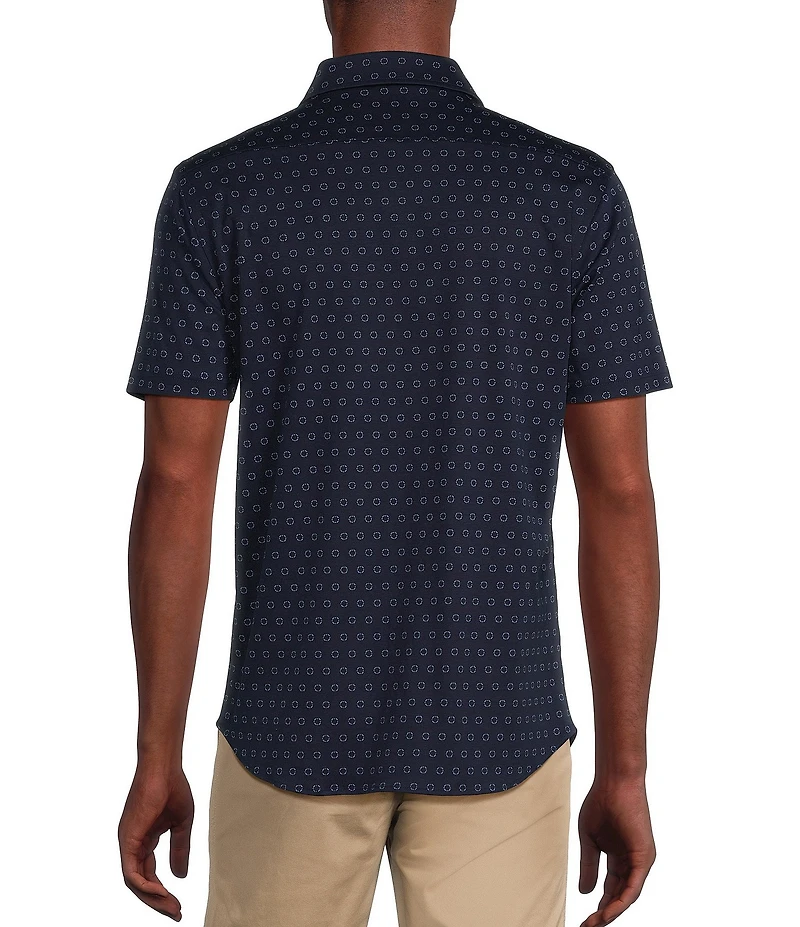 Cremieux Blue Label Geo Print Cotton Interlock Short Sleeve Coatfront Shirt