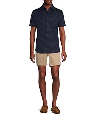 Cremieux Blue Label Geo Print Cotton Interlock Short Sleeve Coatfront Shirt