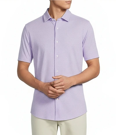 Cremieux Blue Label Geometric Button Front Knit Short Sleeve Shirt