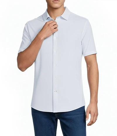 Cremieux Blue Label Geometric Button Front Knit Short Sleeve Shirt