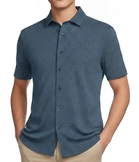 Cremieux Blue Label Geometric Button Front Knit Short Sleeve Shirt