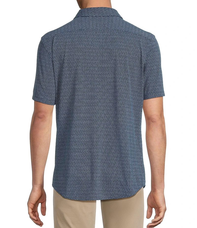 Cremieux Blue Label Geometric Button Front Knit Short Sleeve Shirt