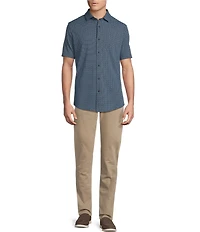 Cremieux Blue Label Geometric Button Front Knit Short Sleeve Shirt