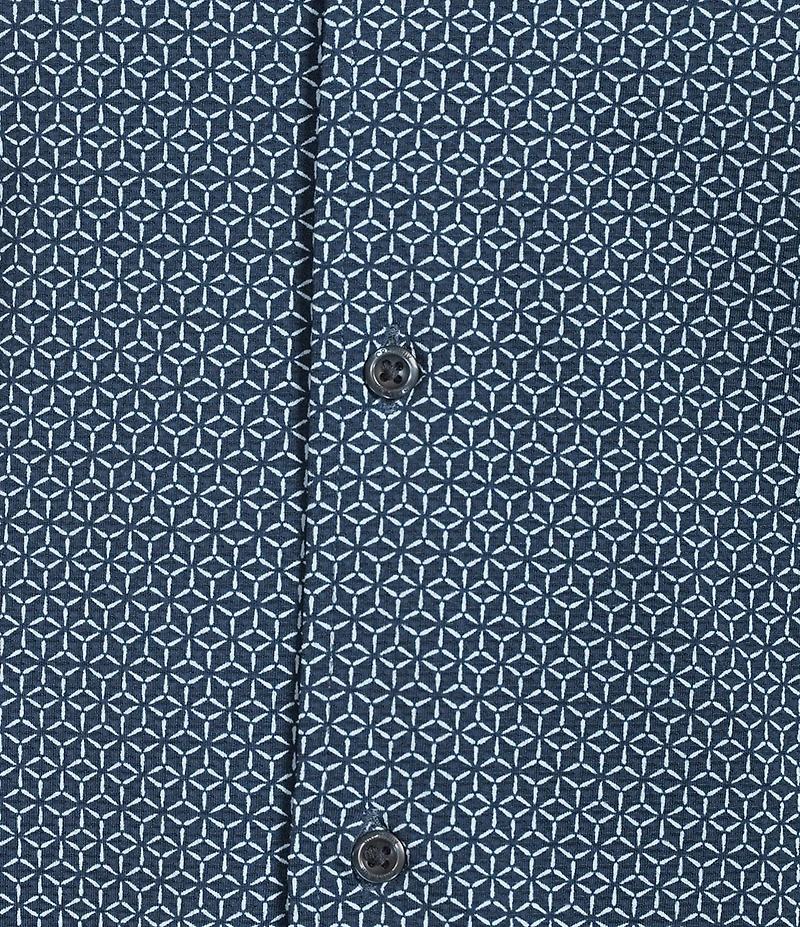 Cremieux Blue Label Geometric Button Front Knit Short Sleeve Shirt