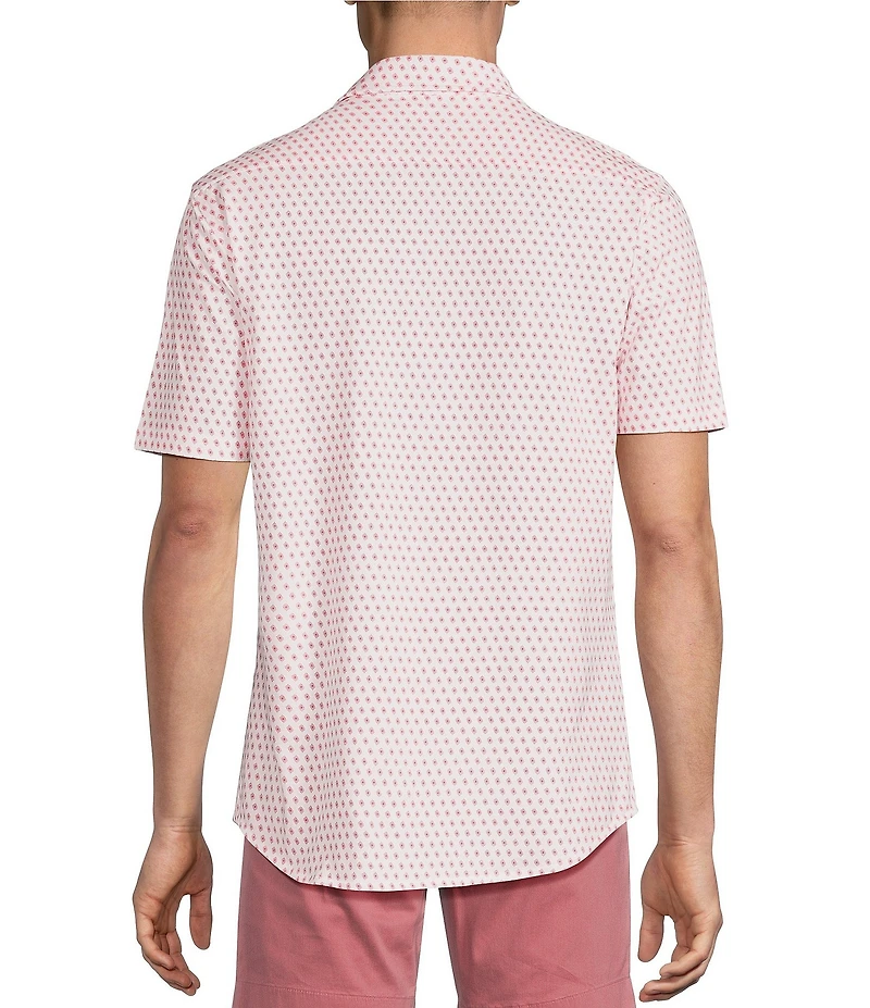 Cremieux Blue Label Geometric Diamond Print Short Sleeve Coat Front Shirt