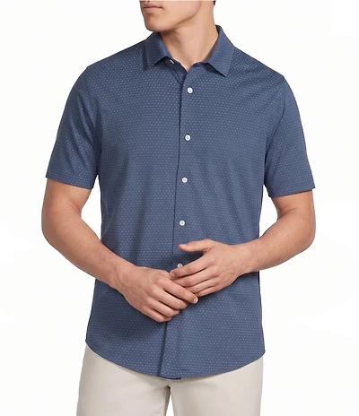 Cremieux Blue Label Geometric Diamond Print Short Sleeve Coat Front Shirt