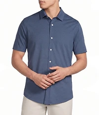Cremieux Blue Label Geometric Diamond Print Short Sleeve Coat Front Shirt