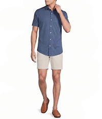 Cremieux Blue Label Geometric Diamond Print Short Sleeve Coat Front Shirt