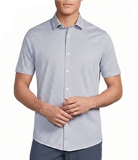 Cremieux Blue Label Geometric Diamond Print Short Sleeve Coat Front Shirt